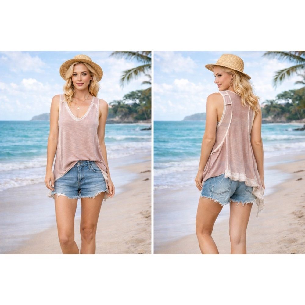 Anthropologie Lilka Blush Pink Tank Top Racerback Size XS